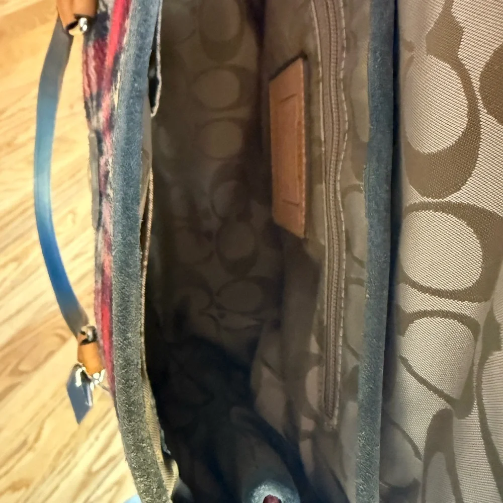 Coach‎ Vintage Plaid Wool Leather Satchel-vintage dust bag included